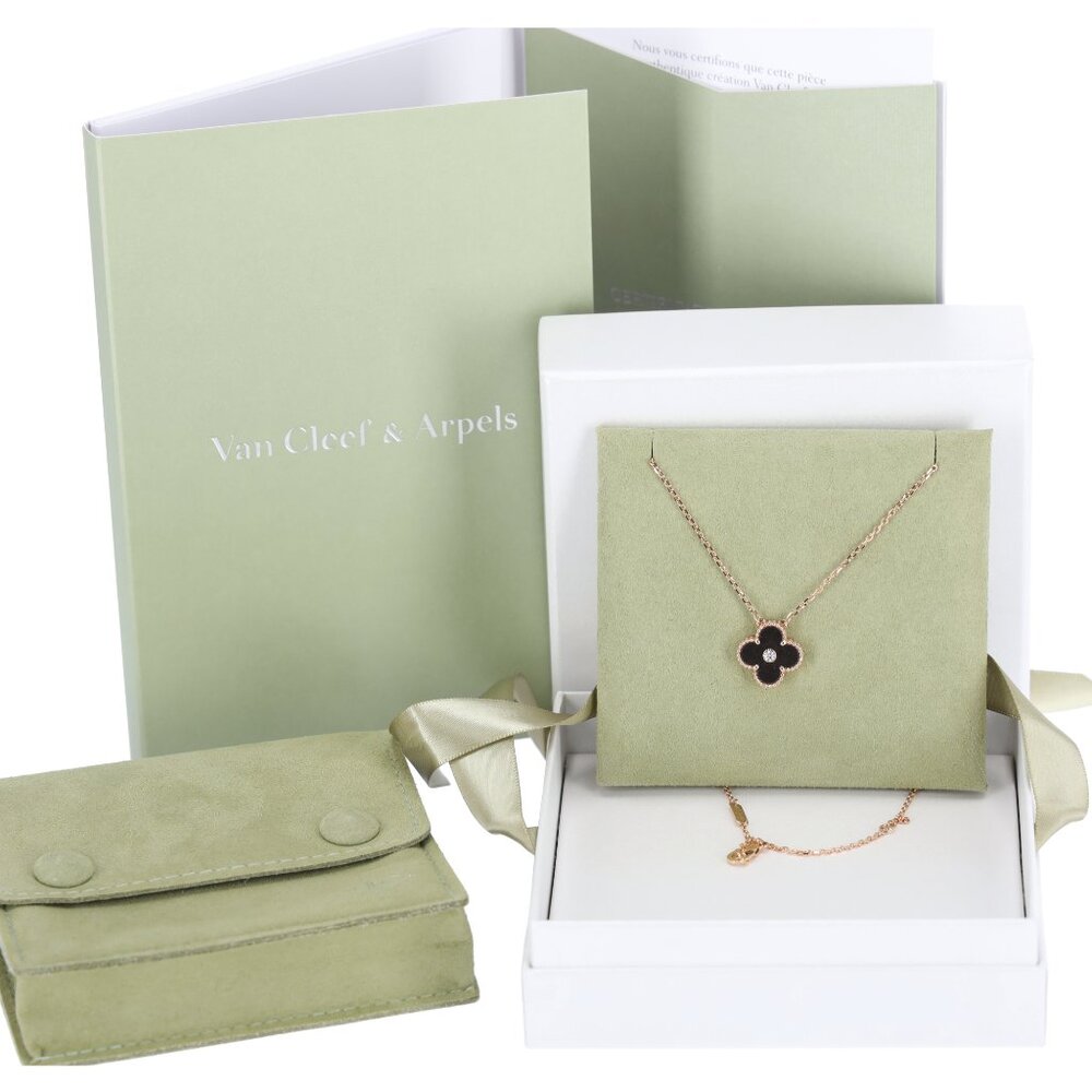 Van Cleef & Arpels Vintage Alhambra Necklace 2023 Holiday Pendant Grey 18K - Picture 1 of 8